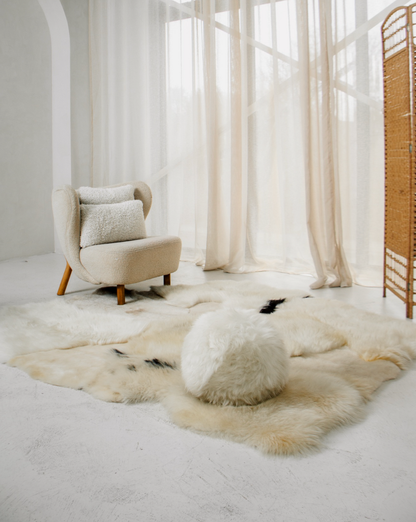 Sheepskin Rug Sizing Guide by Room | East Perry