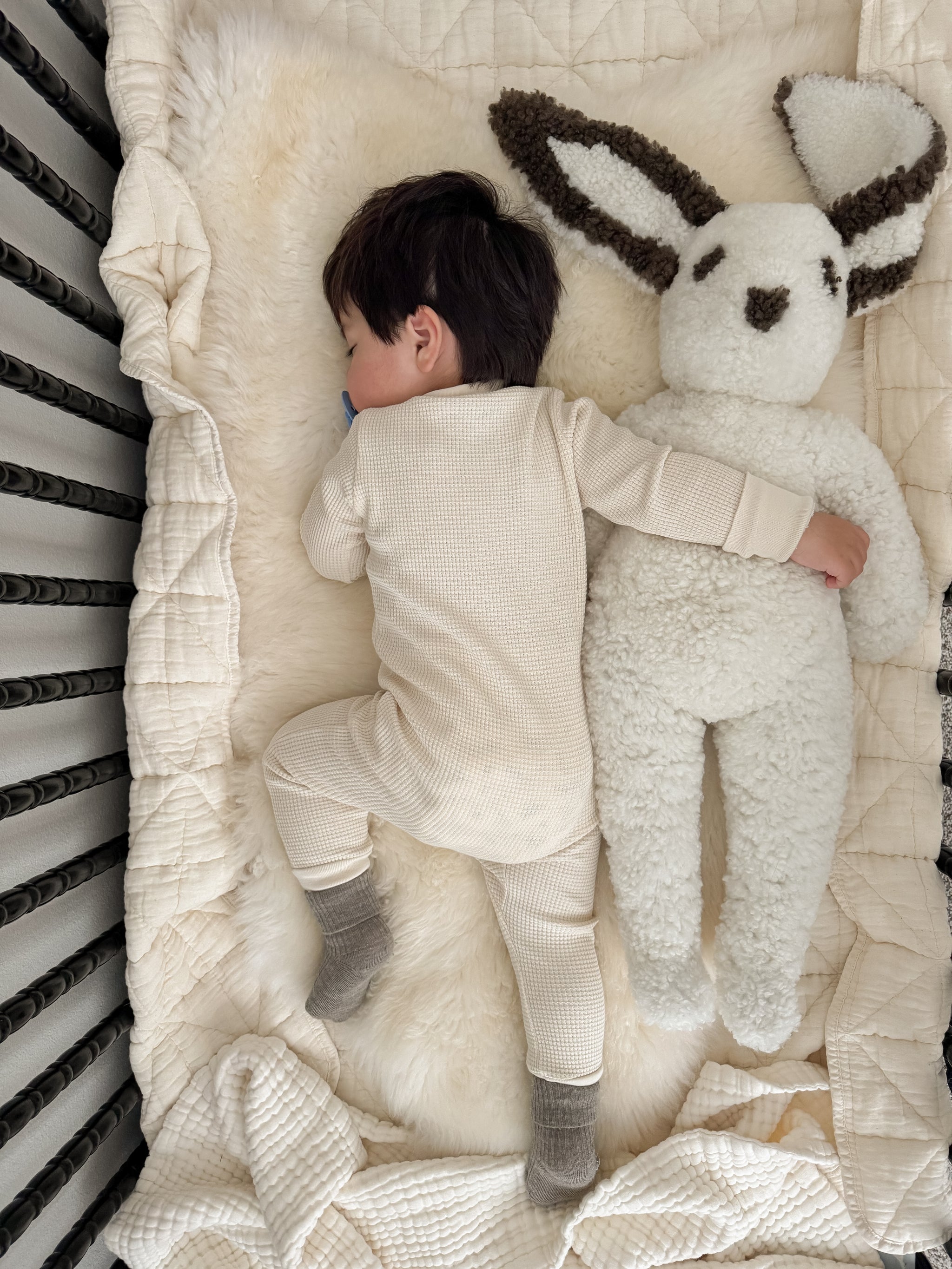 Clover: Shearling Sheepskin Bunny Stuffed with Wool