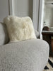 Side view of double sided ivory sheepskin pillowcase