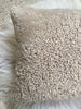 Top-view of ivory shearling sheepskin pillow