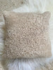 Top view of ivory shearling sheepskin pillow