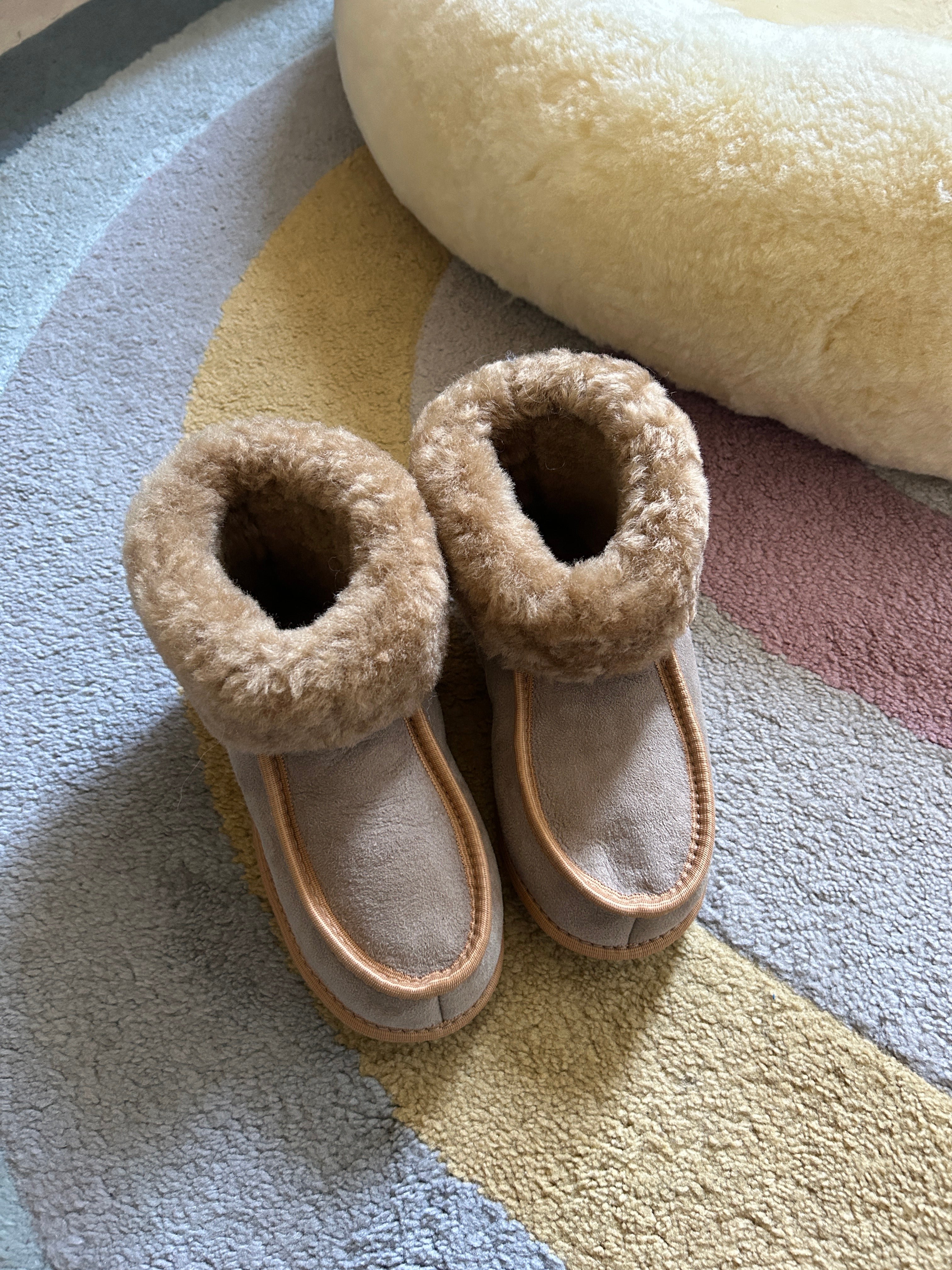 Terra Slipper Sheepskin Minimalist Footwear for Kids with Tan Fur East Perry