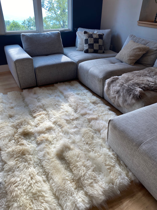 Ivory Plush Rectangle Sheepskin Area Rug