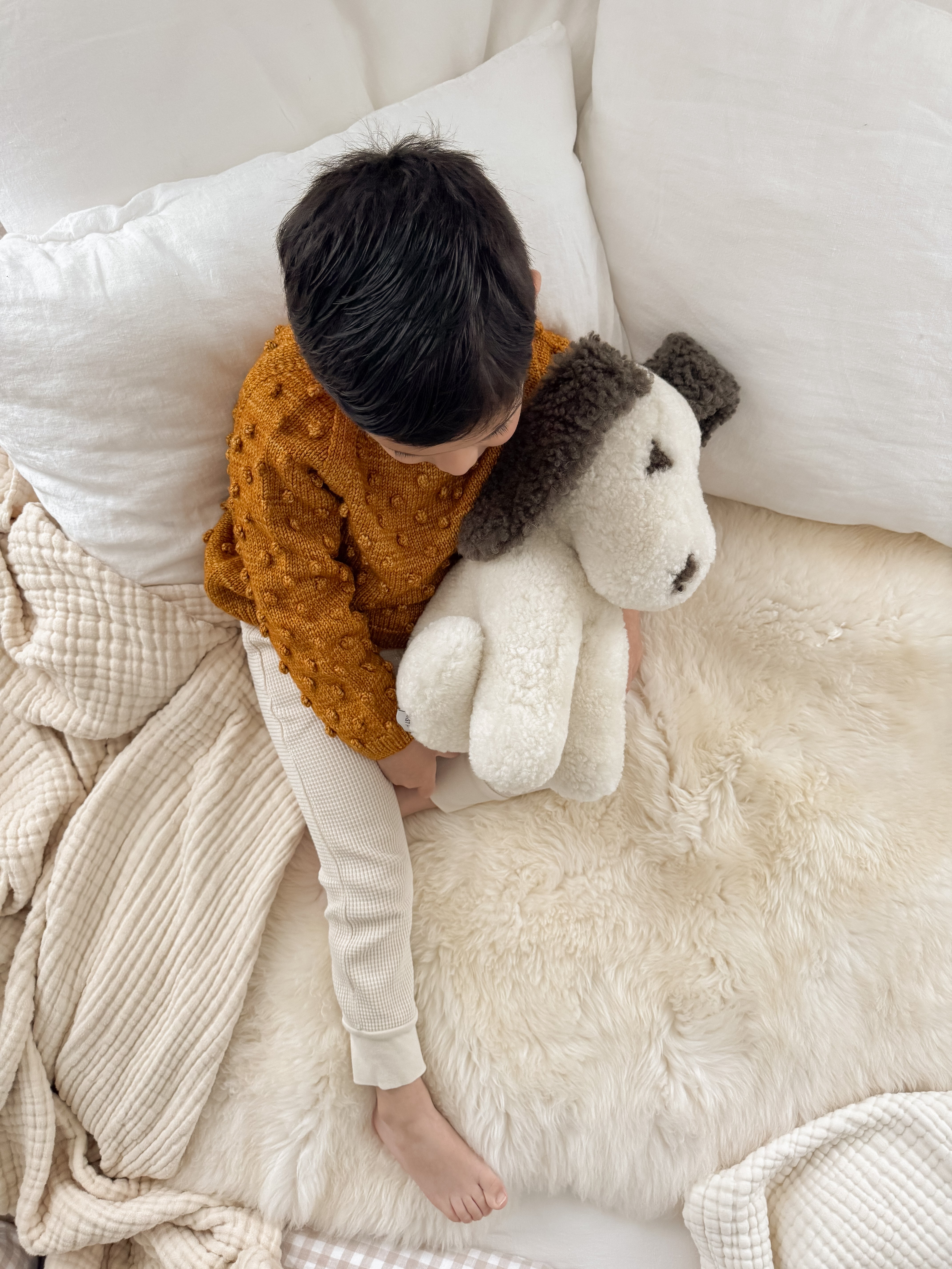 Marlow: Shearling Sheepskin Dog Stuffed with Wool