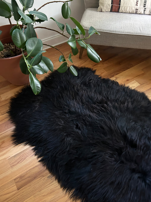 Silky Black Icelandic Quad Sheepskin