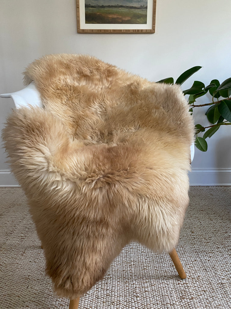 18” x 18” Tan Shearling Sheepskin Pillow by East Perry