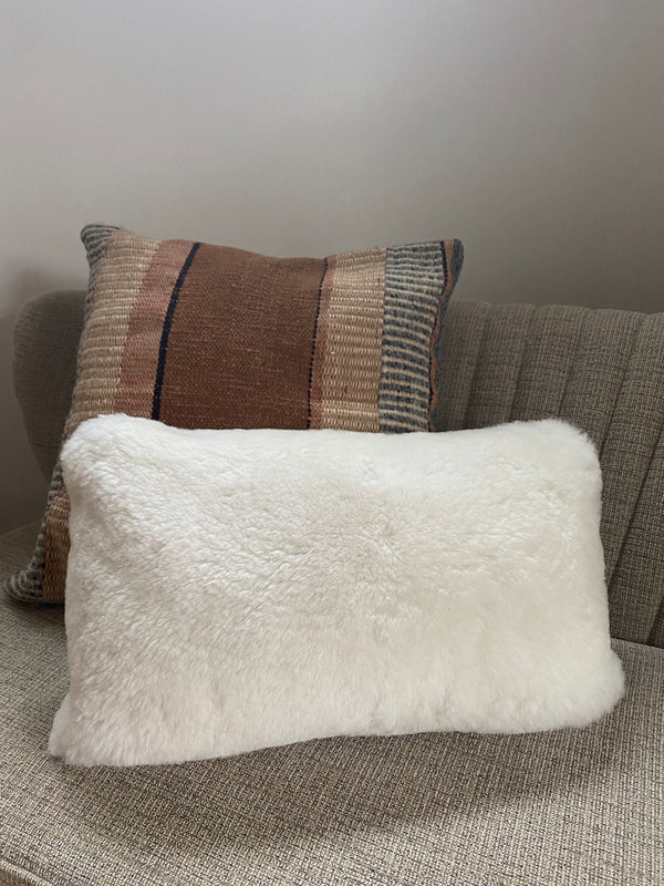18” x 18” Tan Shearling Sheepskin Pillow by East Perry