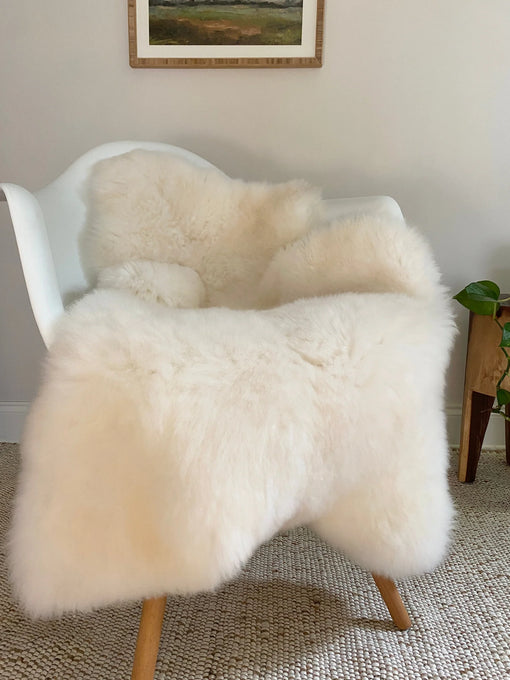 Close-up of classic ivory sheepskin