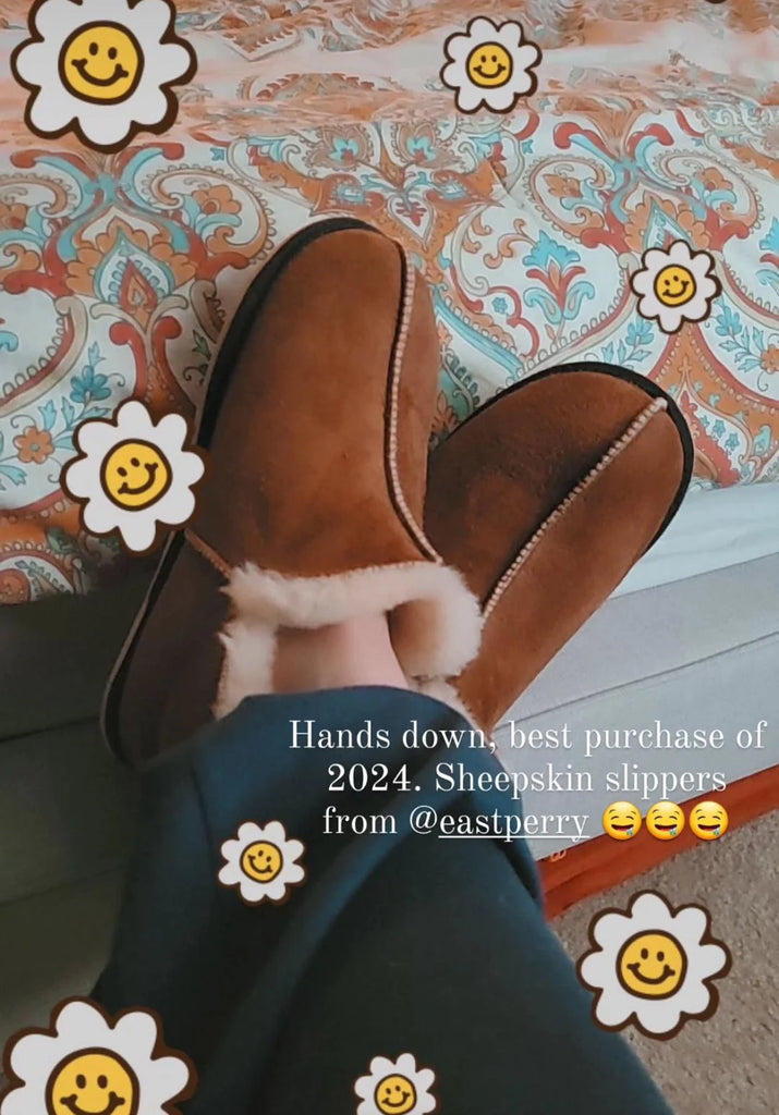 Extra roomy genuine sheepskin slipper