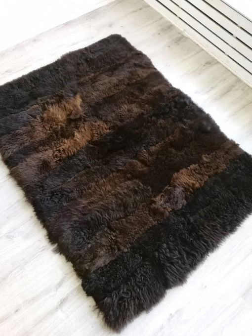 DARK BROWN RECTANGLE SHEEPSKIN AREA RUG