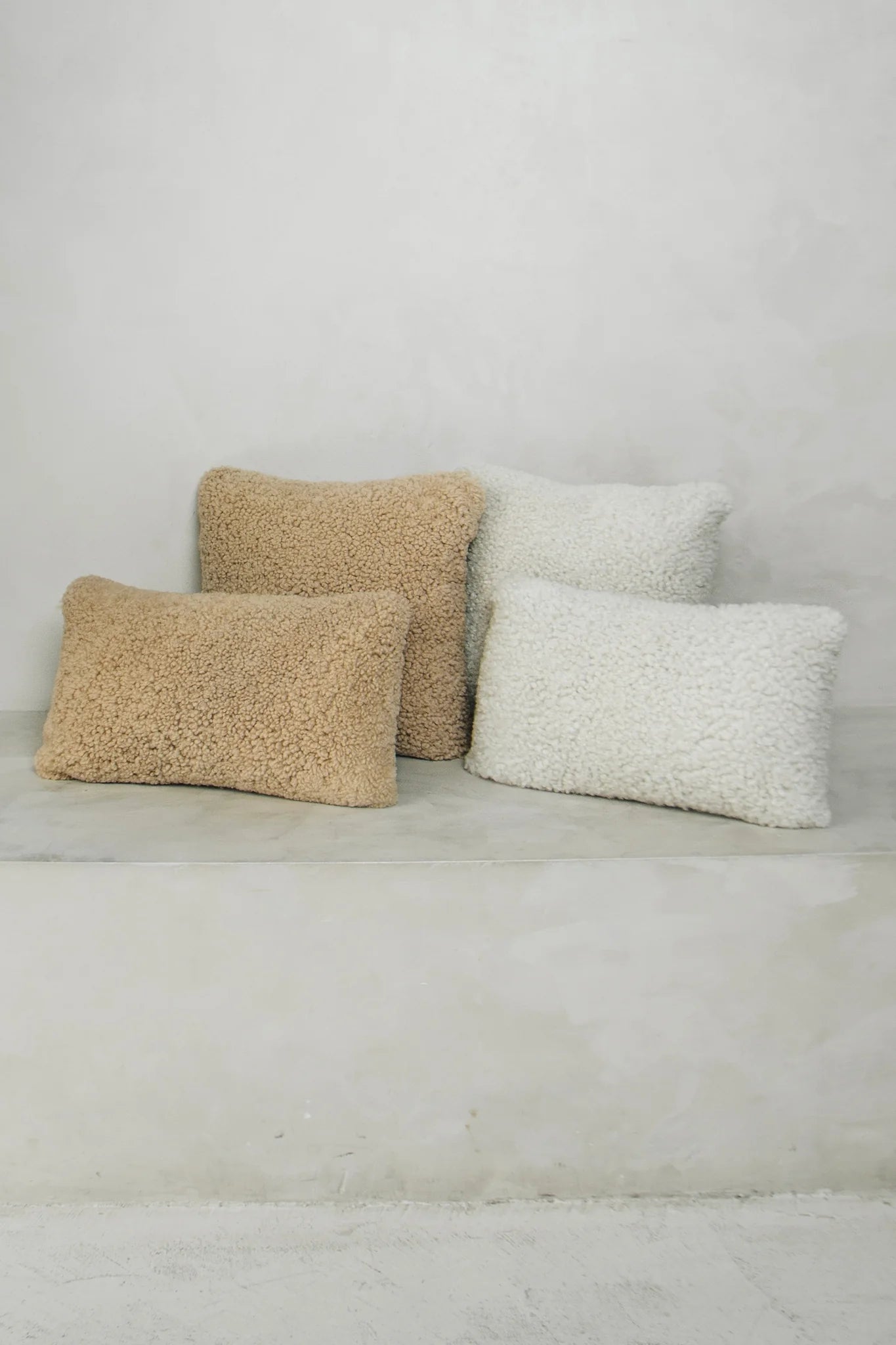 Ivory shearling lumbar