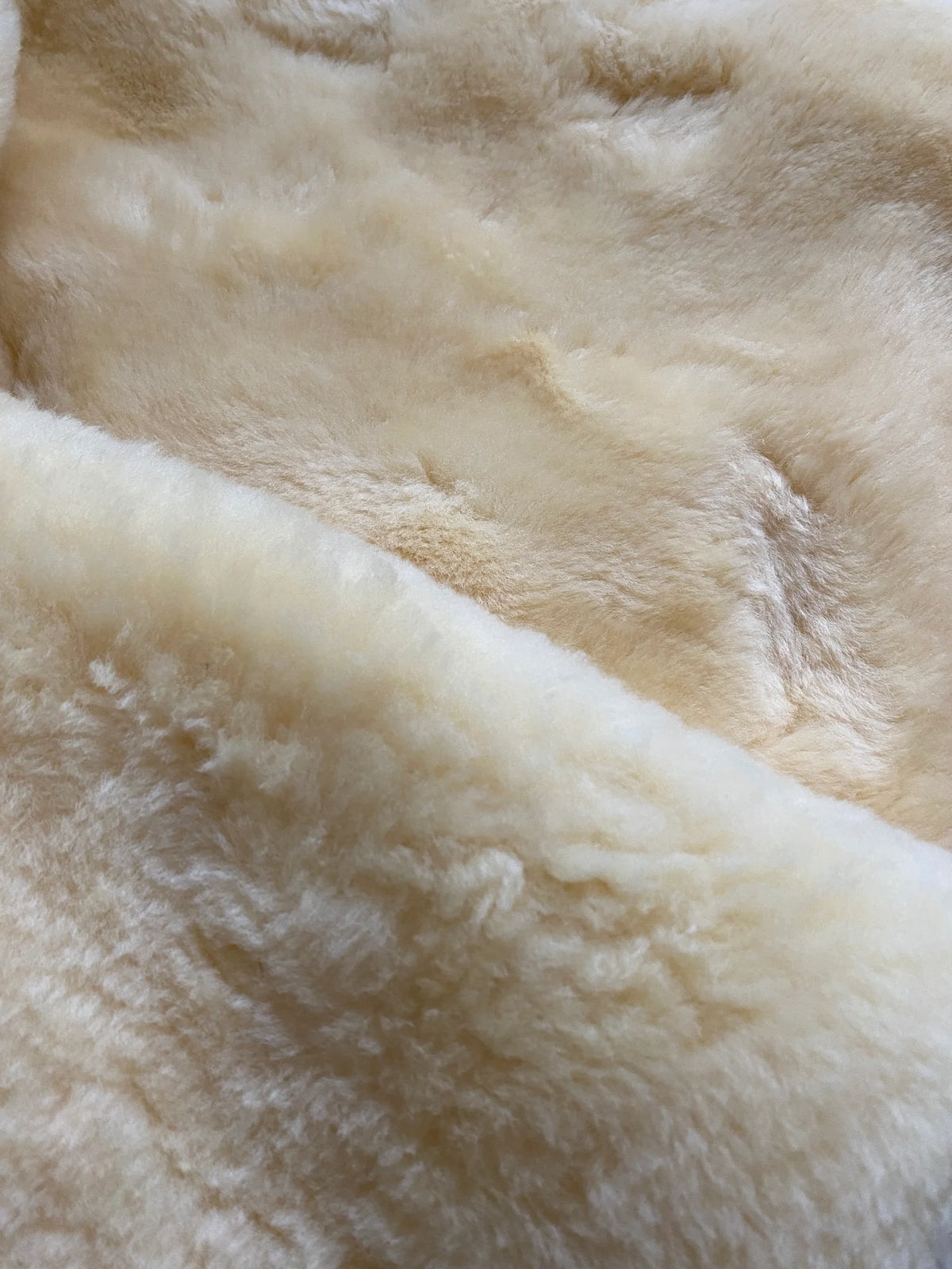 Close-up of medical sheepskin baby toddler sleeping bag