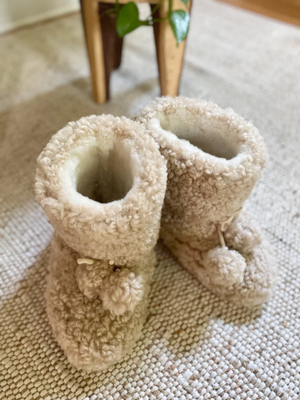 Pair of organic sheepskin slippers