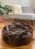 Close-up of sheepskin dog beds