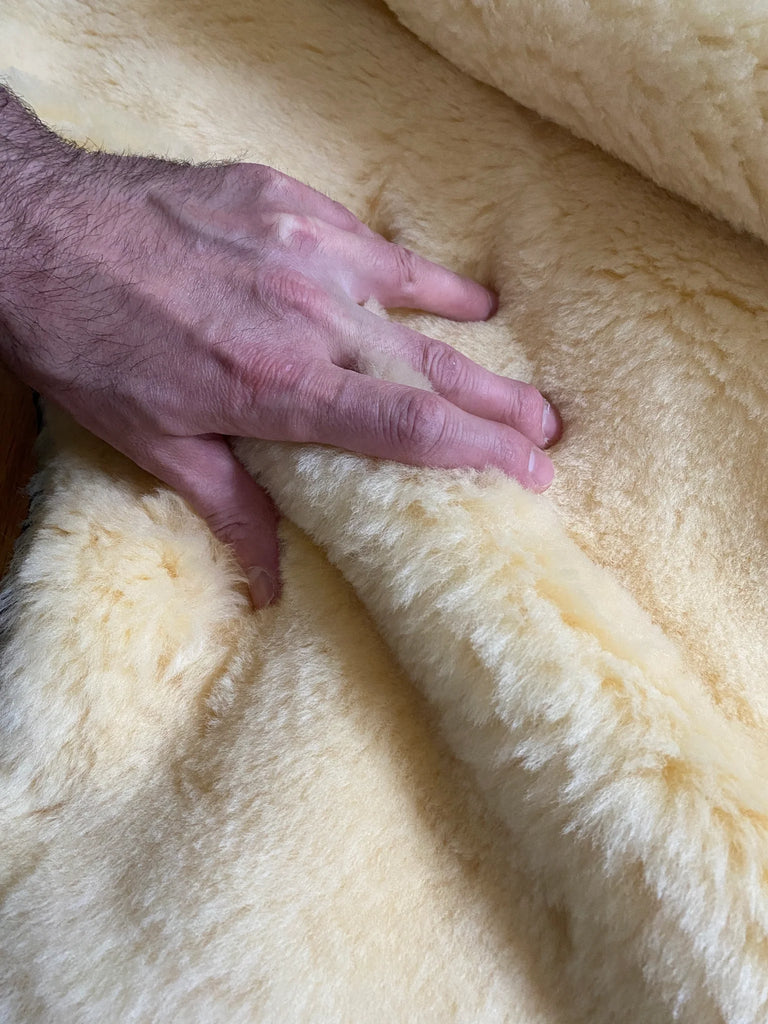 Texture of sheepskin sleeping bag