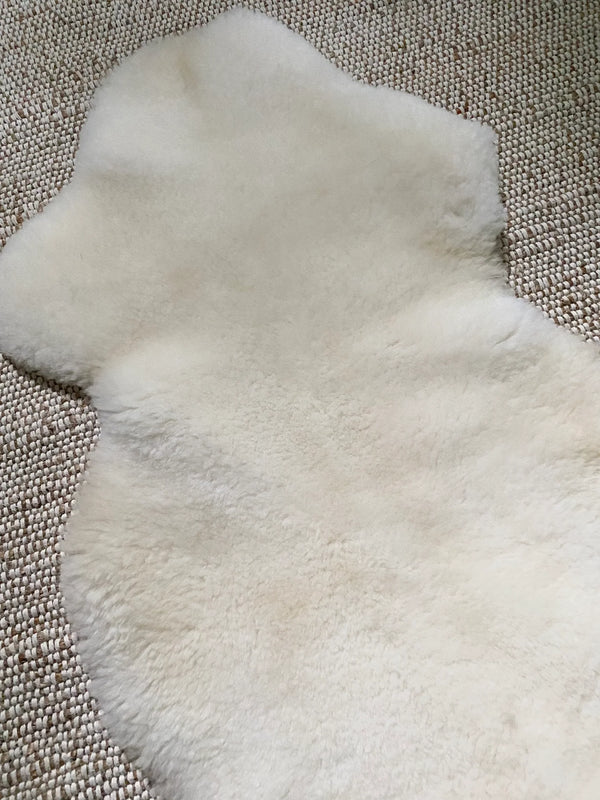 Top-view of short fur ivory sheepskin