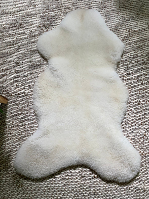 Top-view of short fur ivory sheepskin