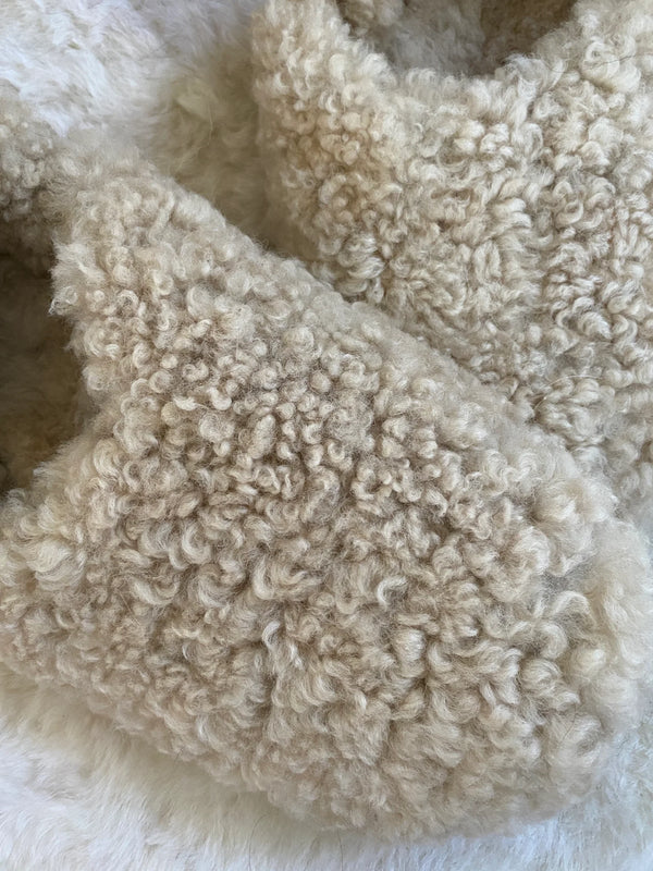 Close-up of the everyday slip on shearling sheepskin