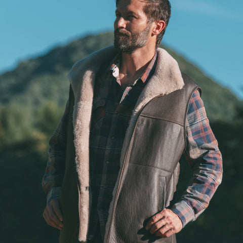 mens sheepskin vest