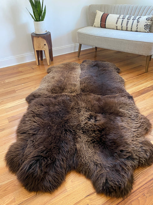 Plush Rich Brown Sheepskin Quad