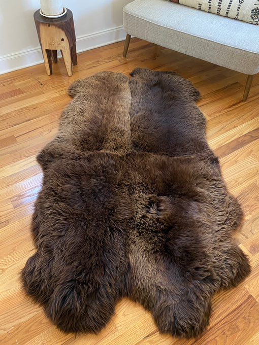 Plush Rich Brown Sheepskin Quad